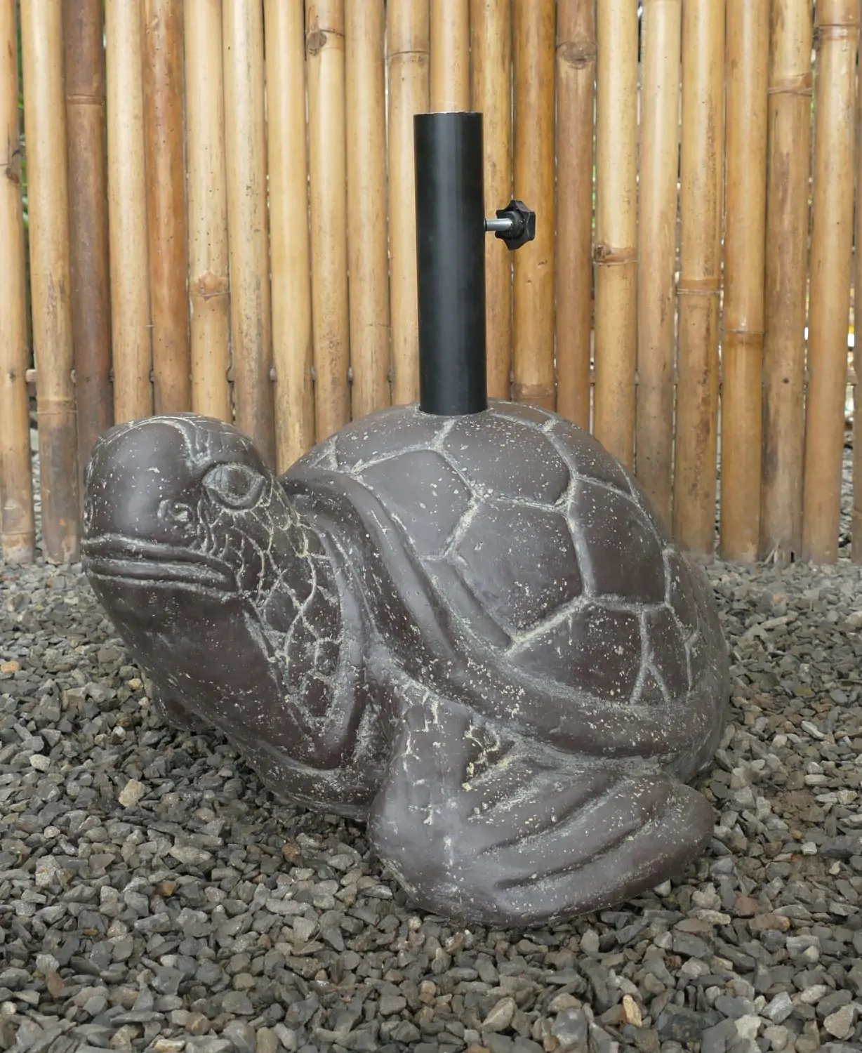  Product image 1 of the product “Turtle umbrella stand made of cast stone, 28cm height, with plastic pipe inside (48mm diameter, 23cm depth), 1 set with metal pipe (45mm diameter, 40cm Height) ”
